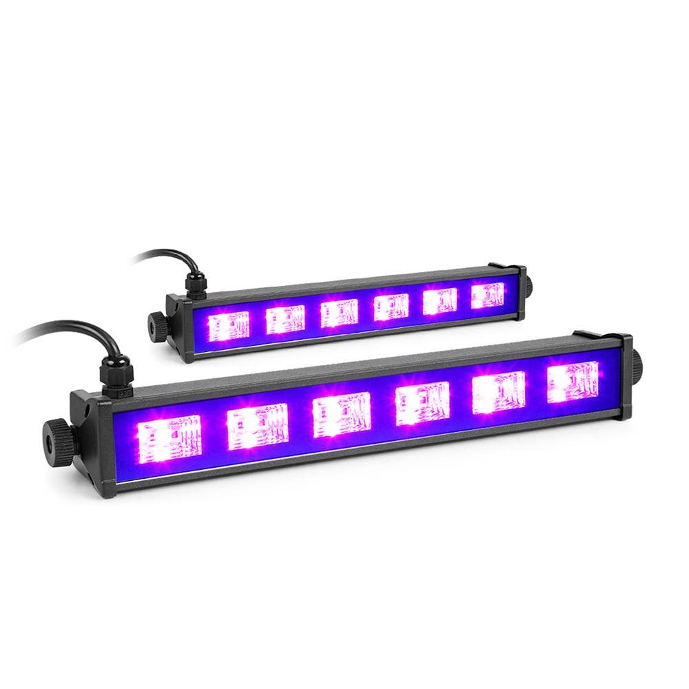 BeamZ BUV63 kompakte Schwarzlicht LED Bar – 2er Set mit 6x 3W LEDs