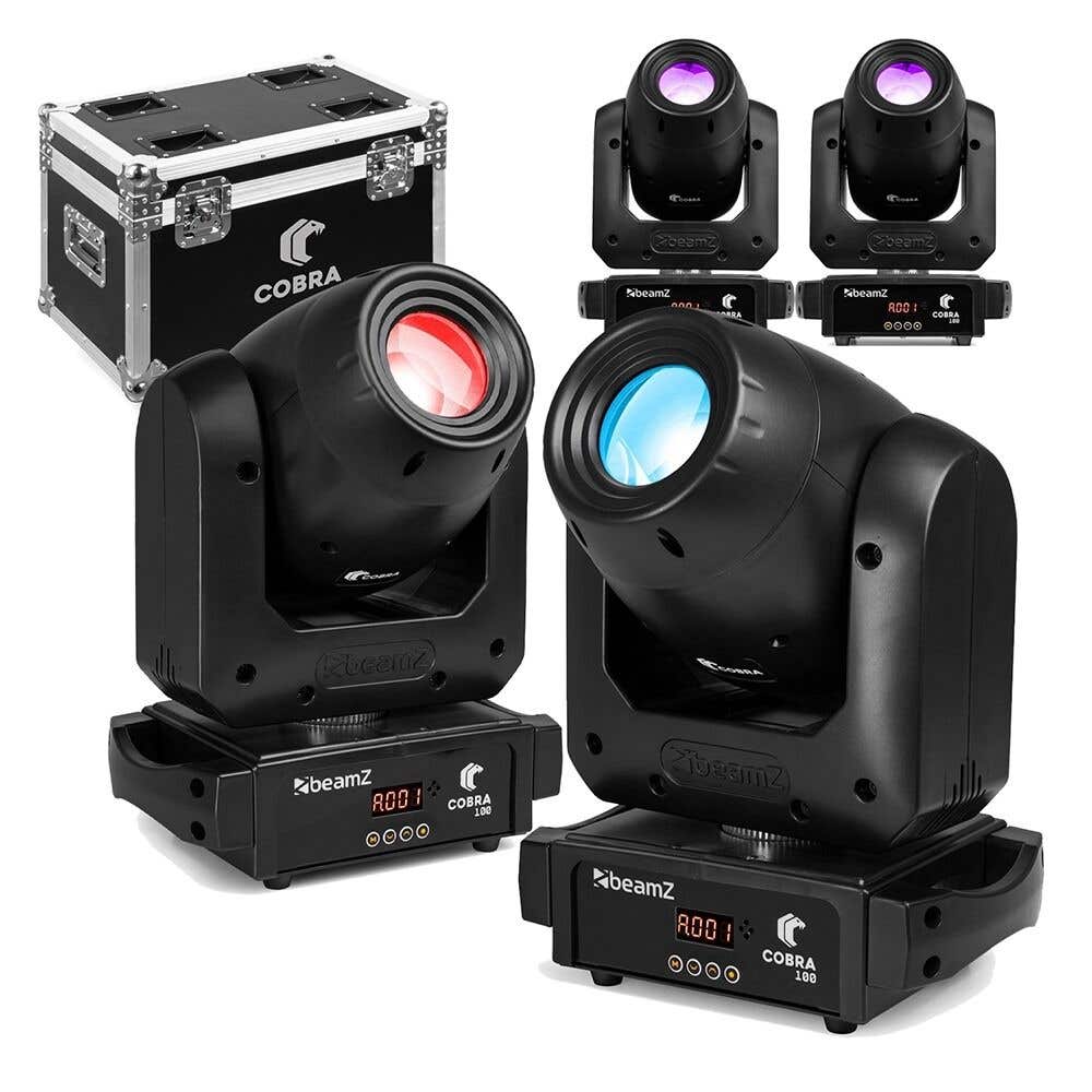 BeamZ Cobra 100 LED Spot Moving Head Set – 4 Stück im Flightcase – 100W