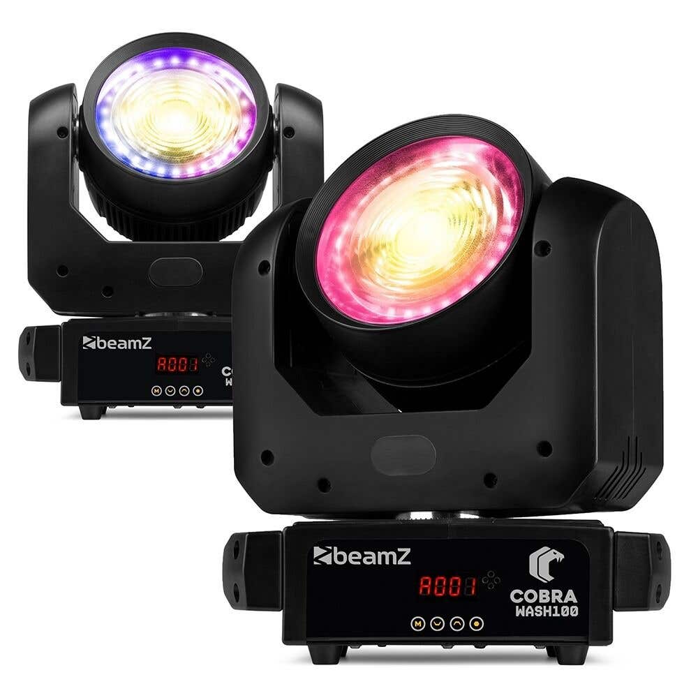 BeamZ Cobra Wash100 LED Wash Moving Head 2er Set mit Ring – 100W