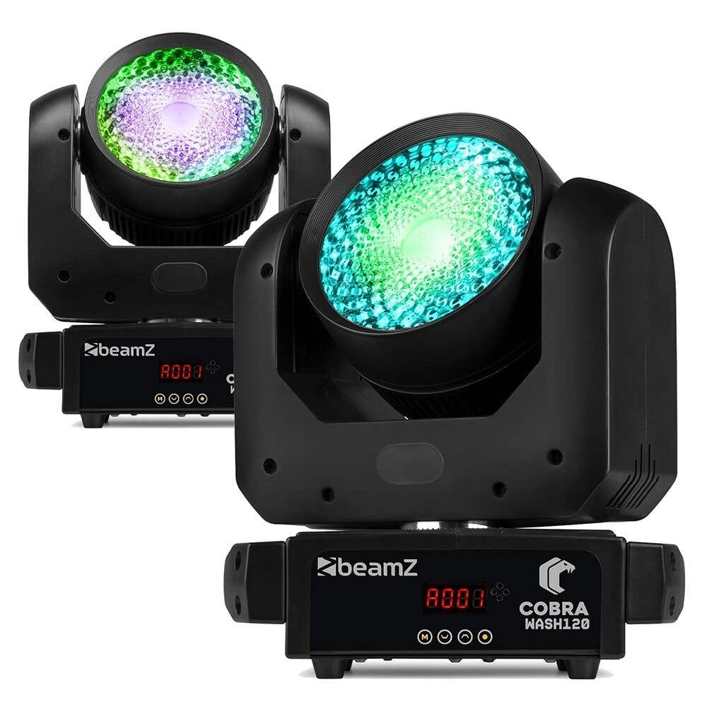 BeamZ Cobra Wash120 LED Set mit 2 Wash Moving Heads & LED Ring - 120W