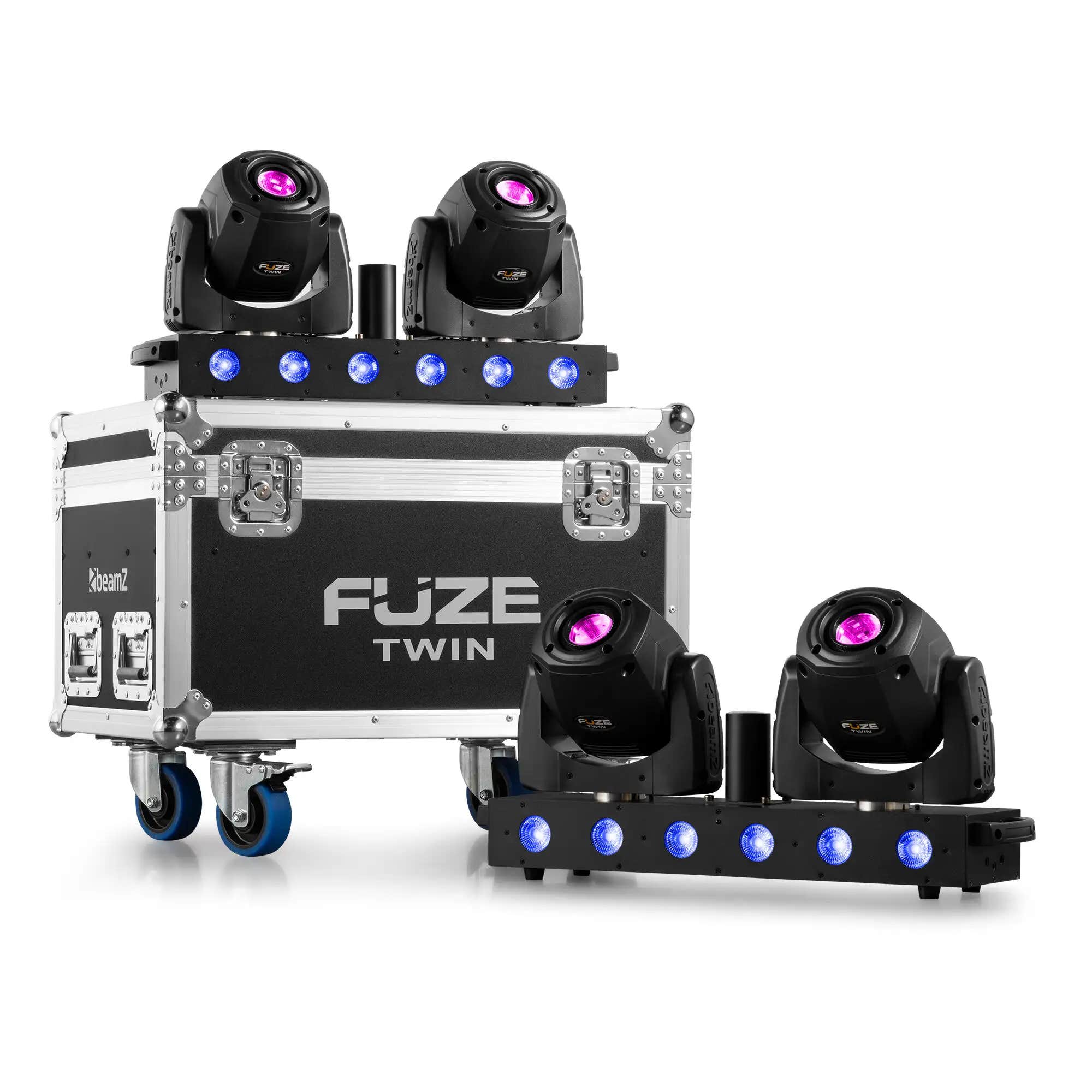 BeamZ Fuze Twin Set – 2x 75W Spot Moving Heads & RGBW LED Bars im Flightcase