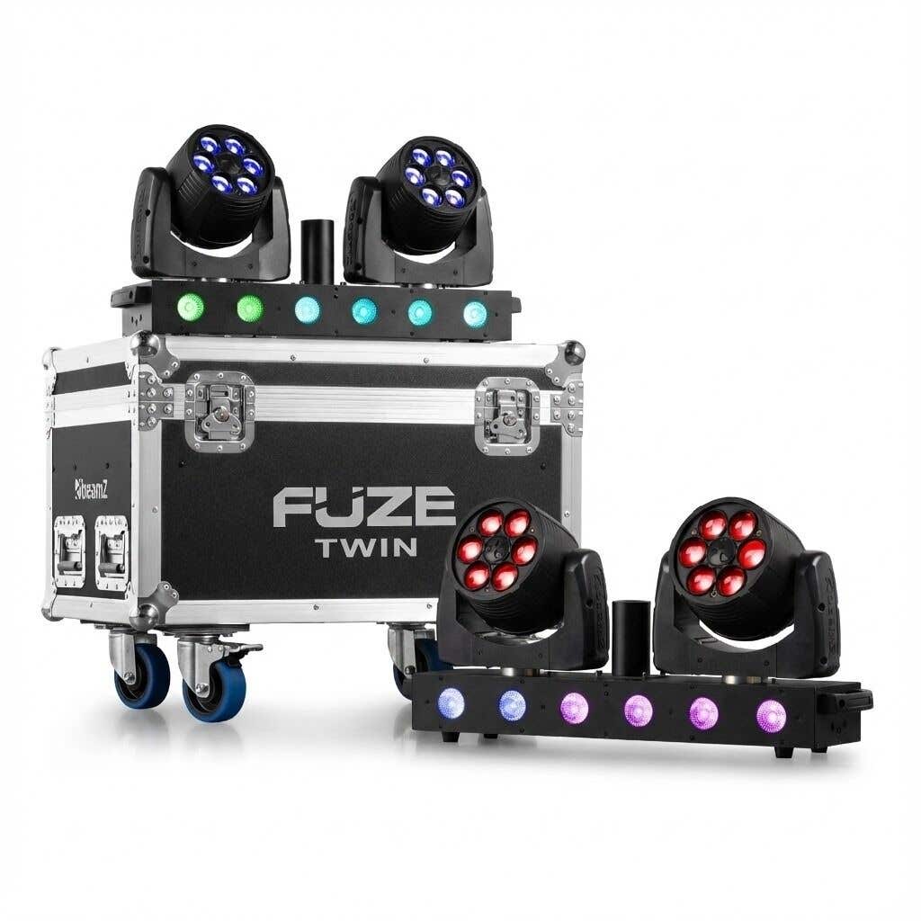 BeamZ Fuze Twin Set – 2x 75W Wash Moving Heads & RGBW LED Bars im Flightcase