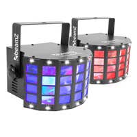 BeamZ Set mit 2 LED Butterfly Disco Lampen mit LED Stroboskop 2-in-1 Lichteffekt
