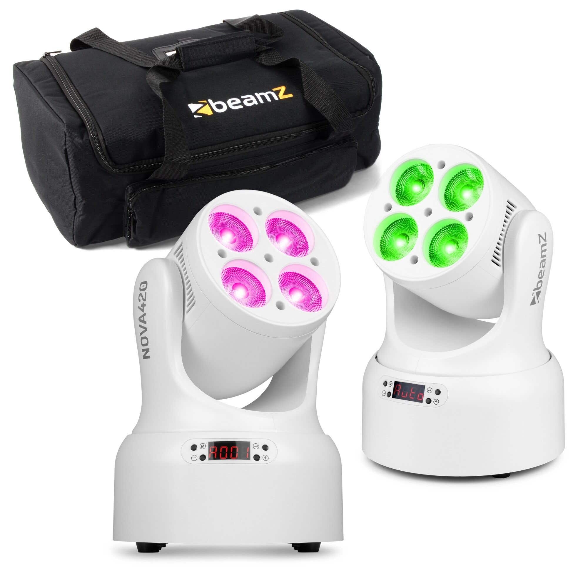 BeamZ NOVA420-WH Moving Head Set mit Tasche - 2x Wash Moving Heads - 4x 20W RGBW LED - Weiß