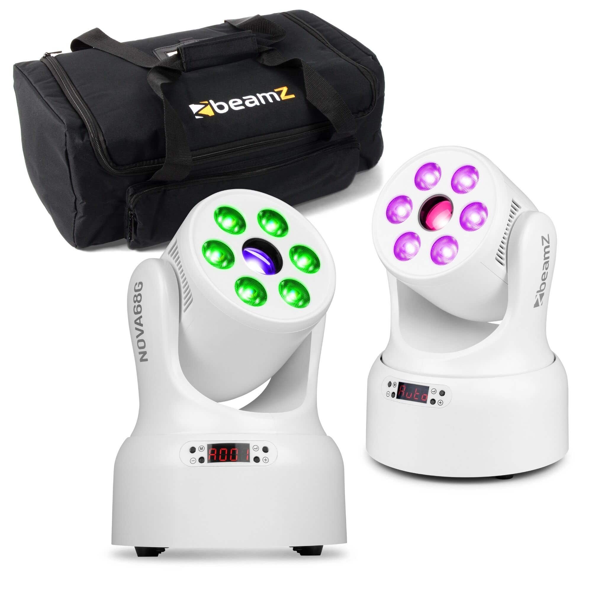 BeamZ NOVA68G-WH Moving Head Set mit Tasche - 2x Wash Moving Heads mit Gobos - RGBW LEDs - Weiß
