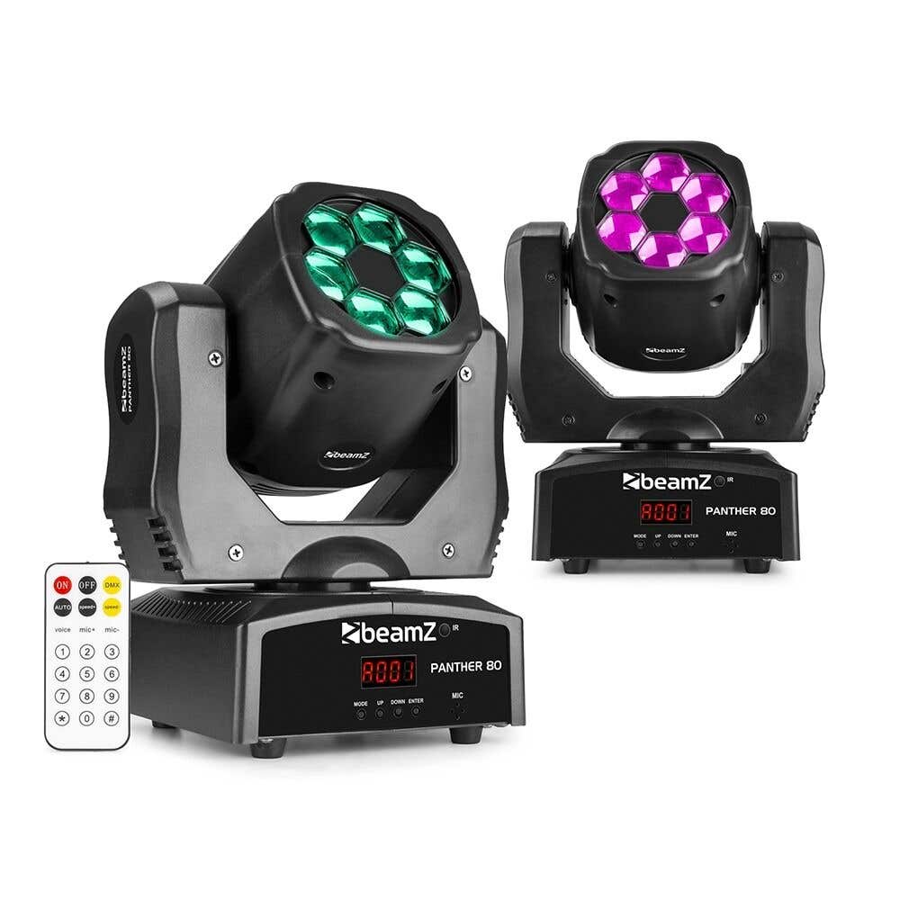 BeamZ Panther 80 2er Set LED Moving Heads - 6x 12W RGBW - Rotierende Linsen