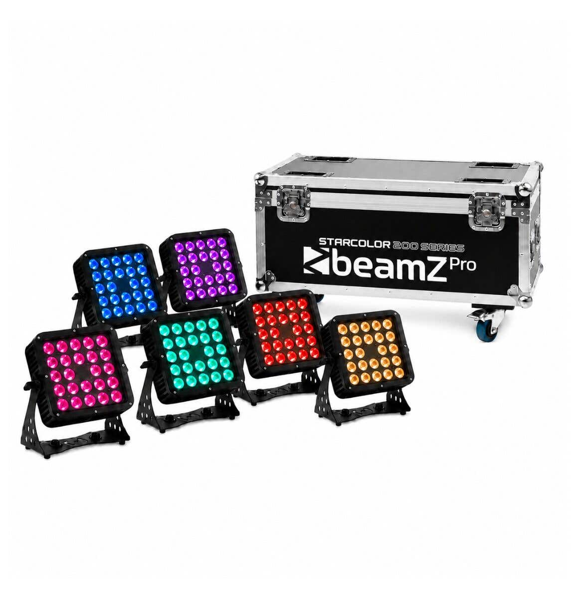 BeamZ Pro LED Strahler Set - 6x StarColor200 RGBW im Flightcase - 24x 10 Watt - IP65