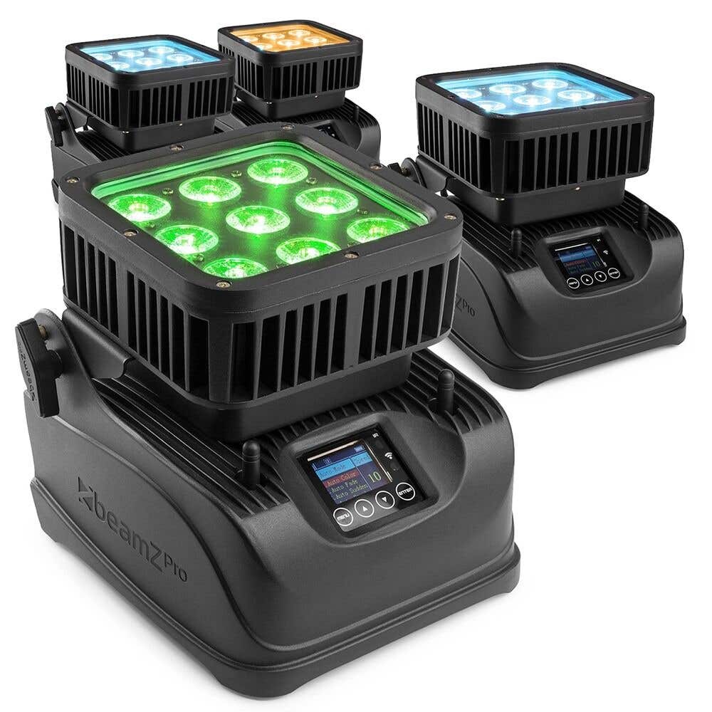 BeamZ Professional Set: 4x StarColor72B Akku Uplights - IP65 wasserdicht - RGBWA LEDs