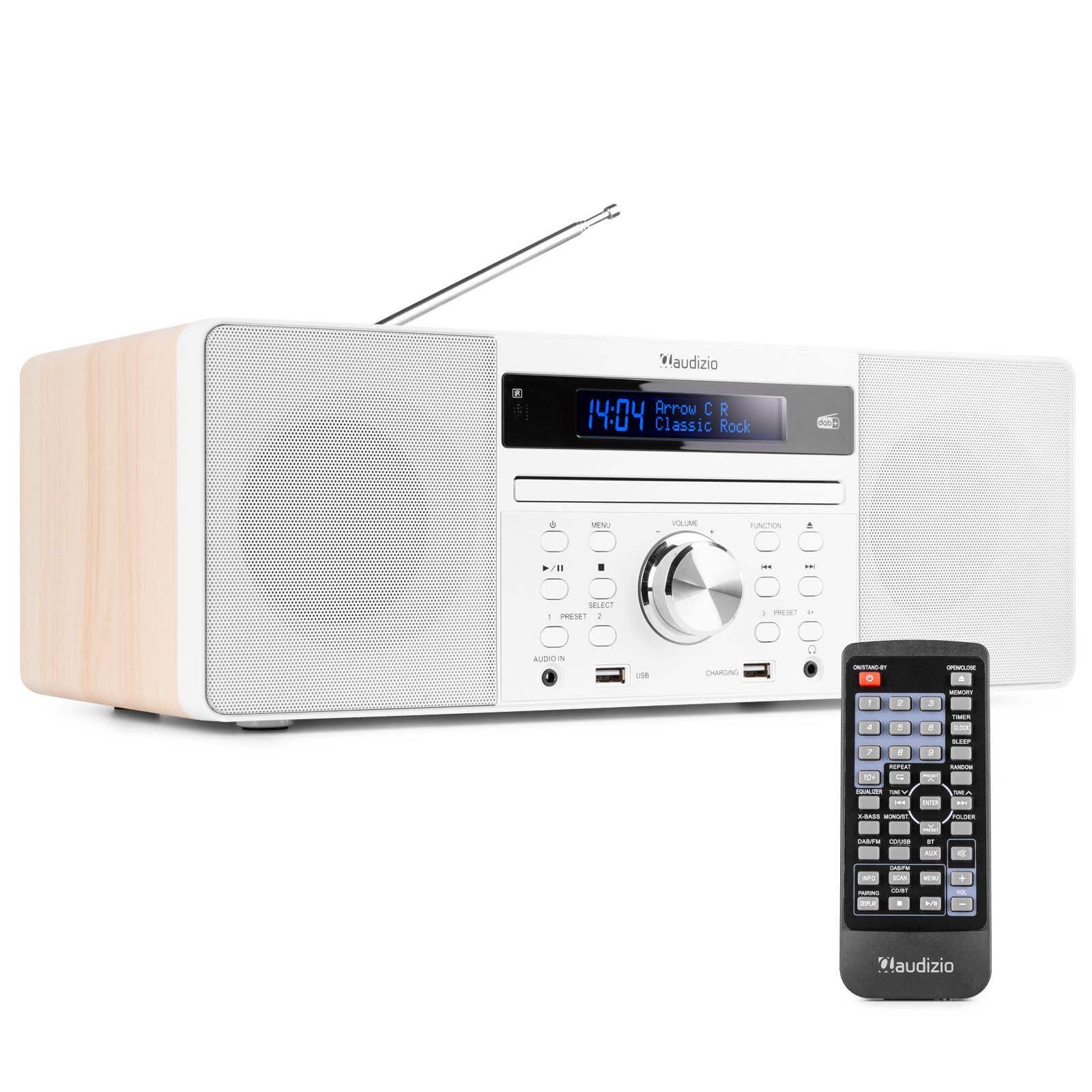 Audizio Prato Mikroanlage mit DAB-Radio, Bluetooth, USB-MP3- und CD-Player – Weiß