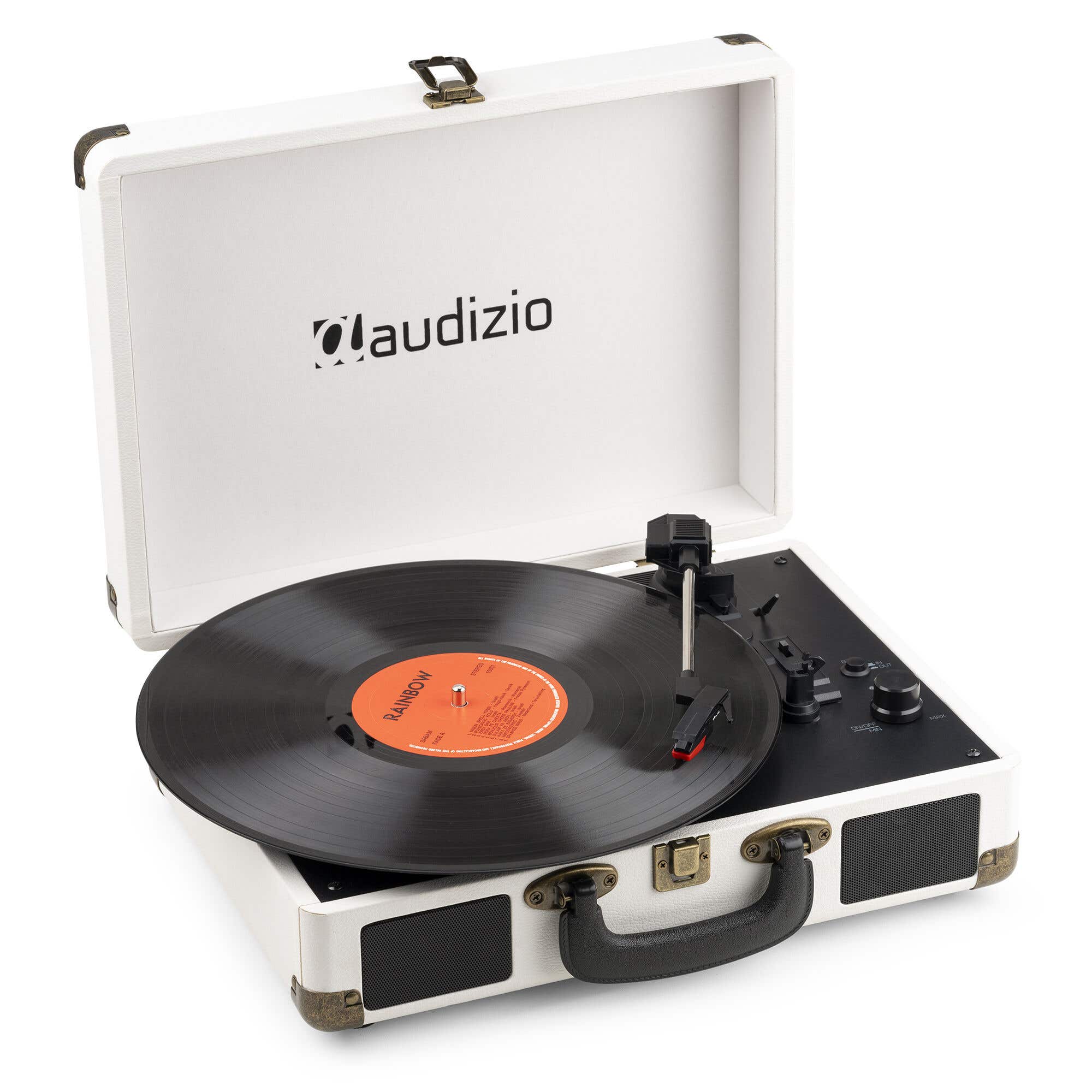 Audizio RP116CR Plattenspieler im Koffer mit Bluetooth in/out - Creme Weiß