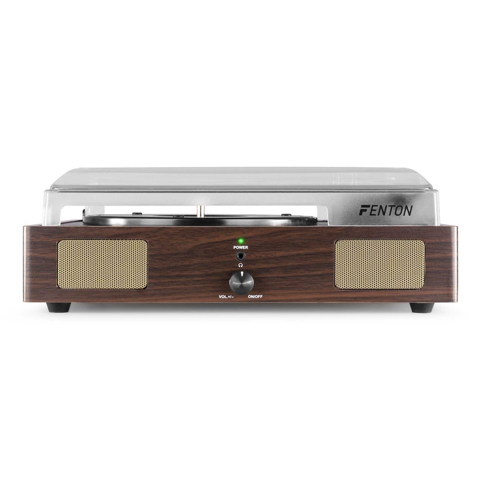 Fenton RP106DW USB-Plattenspieler mit Lautsprechern - Dunkelbraun (Holz)