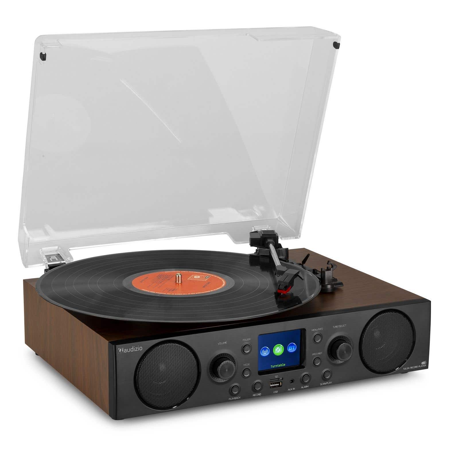 Audizio Tulsa Stereoanlage mit Plattenspieler, Bluetooth und DAB+ Radio - Braun