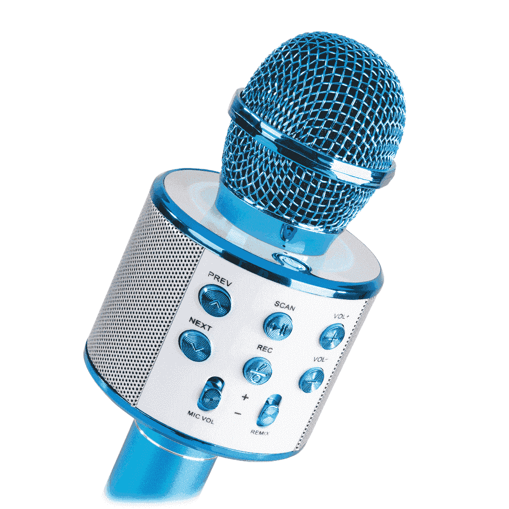 MAX KM01 Karaoke-Mikrofon mit eingebautem Lautsprecher, Bluetooth und MP3 – blau