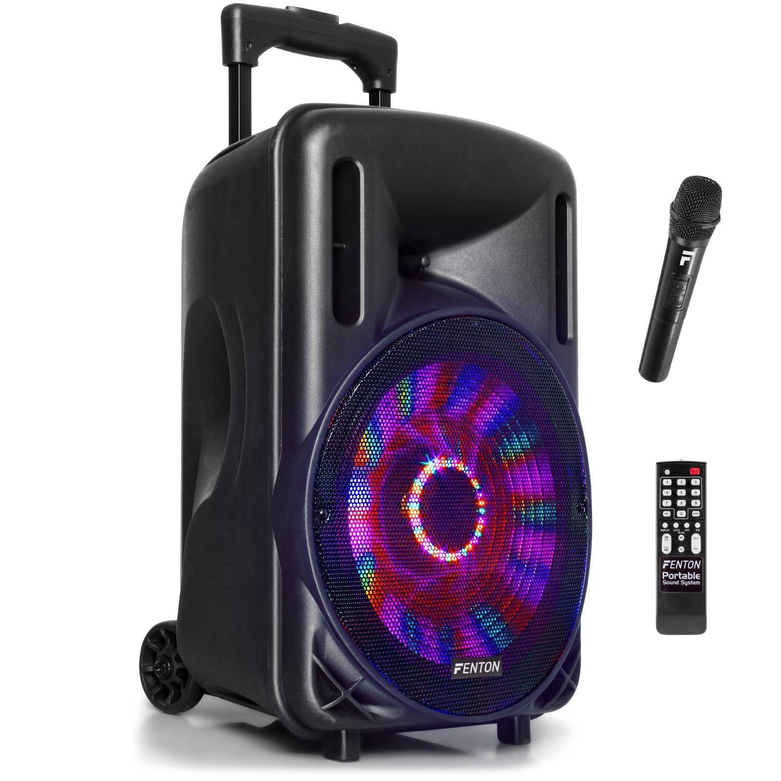 Fenton FT10LED Karaoke-Lautsprecher 450 Watt 10" mit LED-Beleuchtung