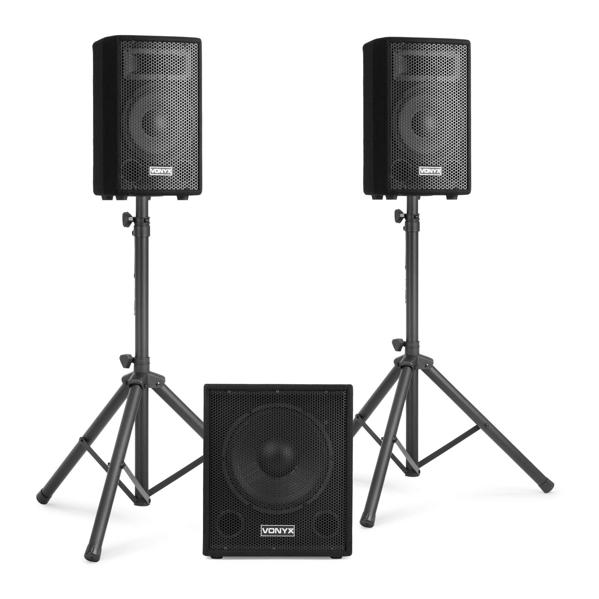 Vonyx VX1015BT komplettes Soundsystem mit Bluetooth - 2.1 Aktivlautsprecher-Set - 1000W