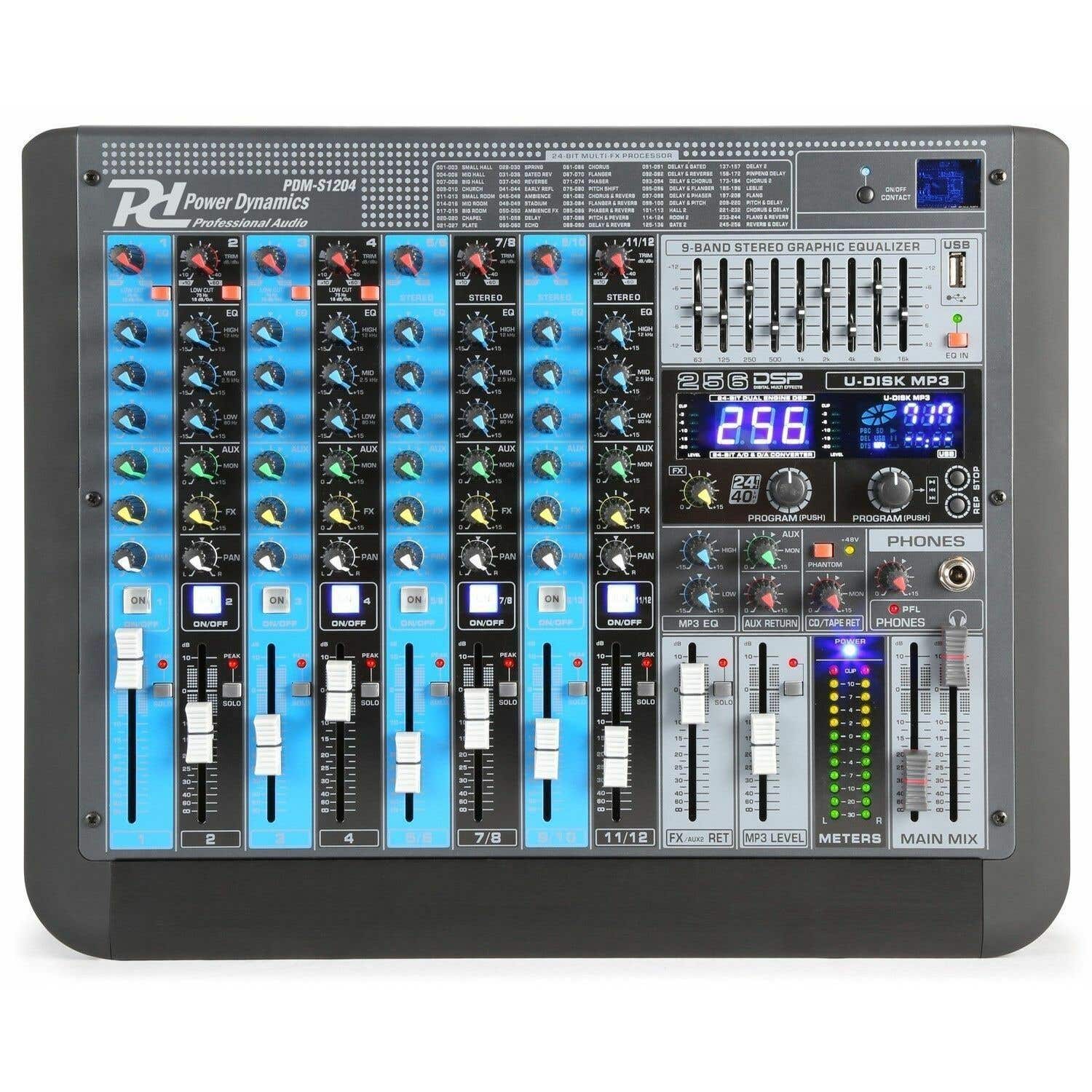 Power Dynamics PDM-S1204 professionelles 12-Kanal-Mischpult