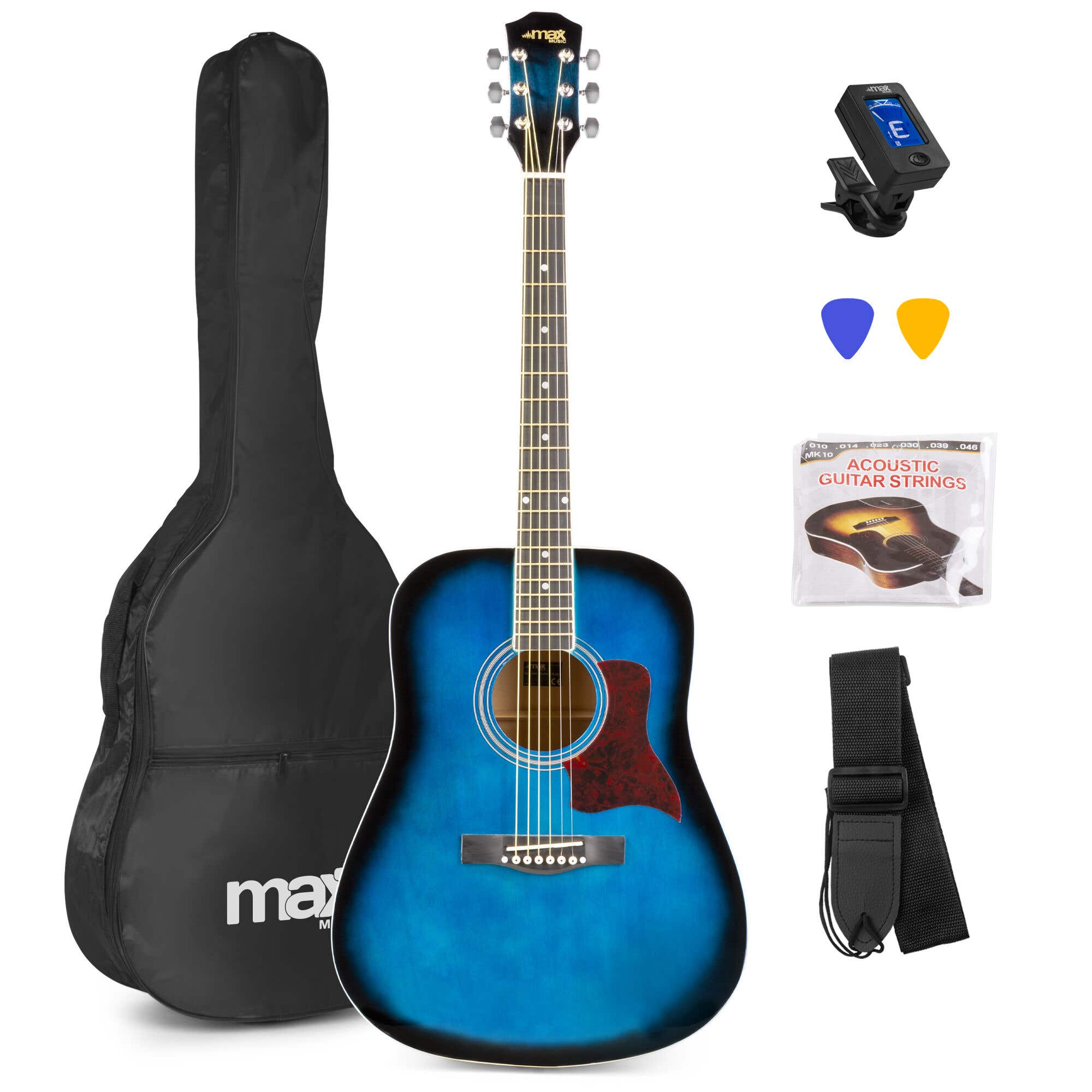 MAX SoloJam Western-Akustikgitarren-Starterset - Blau