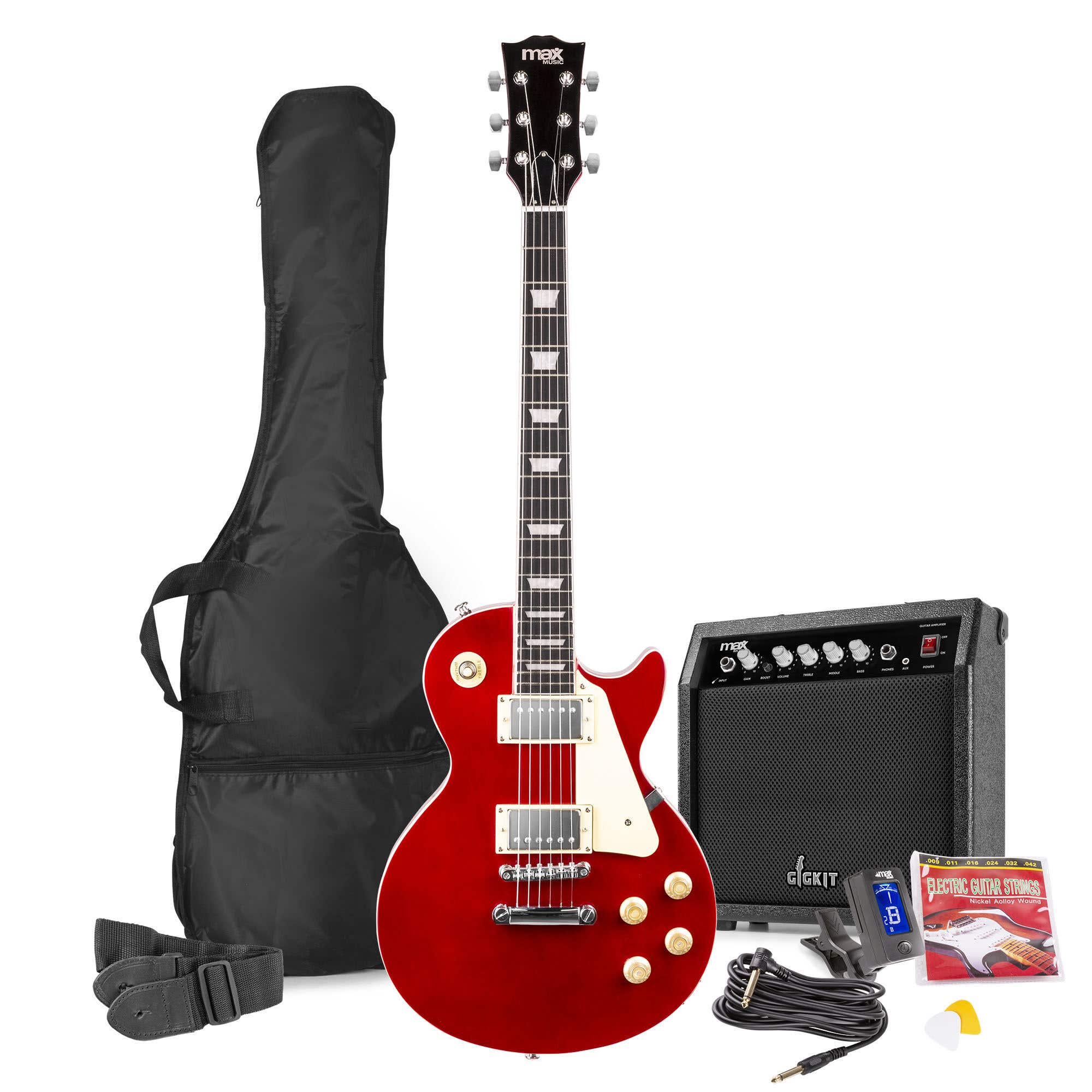 Max GigKit Elektrische Gitarre LP Style - Komplettset - Dunkelrot