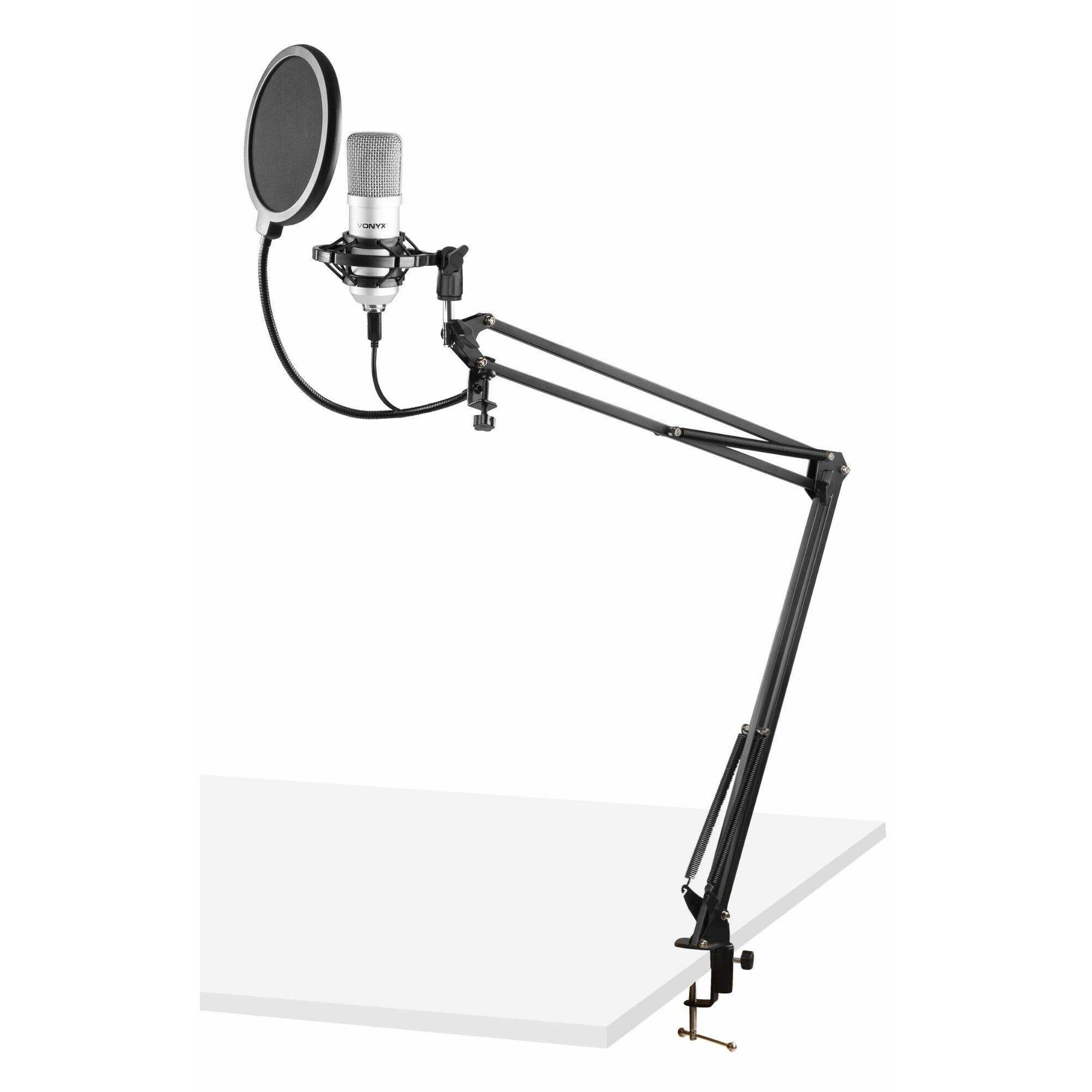 Vonyx CMS300S USB-Studiomikrofon mit verstellbarem Arm – Titan