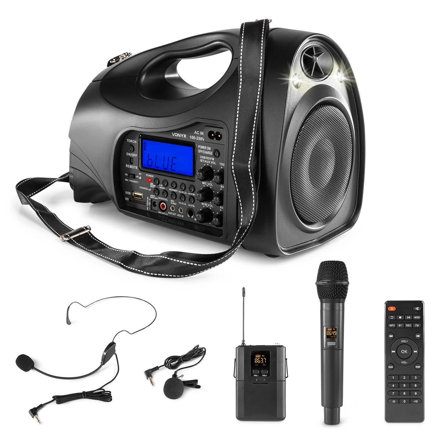 Vonyx ST016 tragbarer PA-Verstärker mit Bluetooth, MP3 und Mikrofonen - 130 Watt
