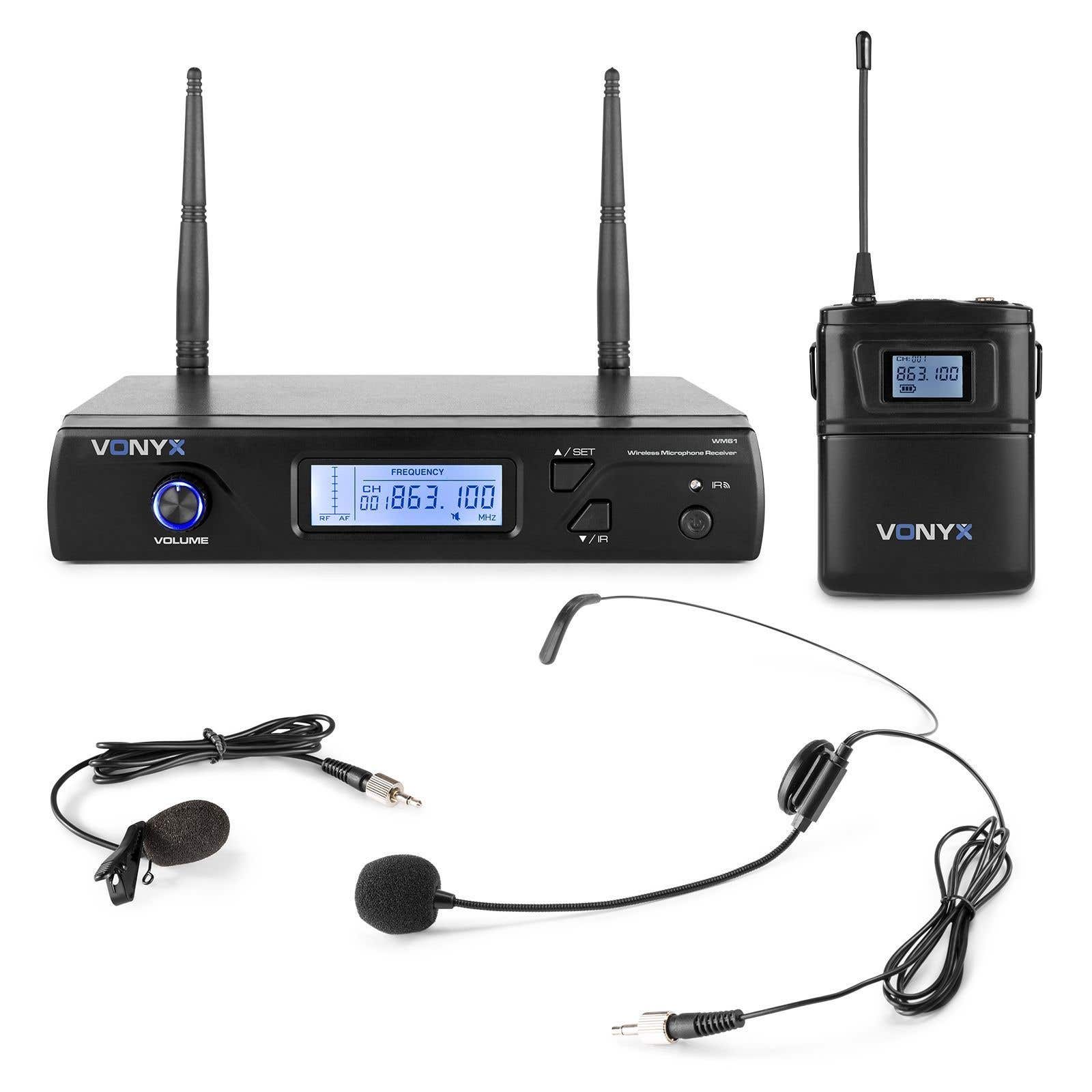 Vonyx WM61B kabelloses UHF-Headset-Mikrofon – 16 Kanäle