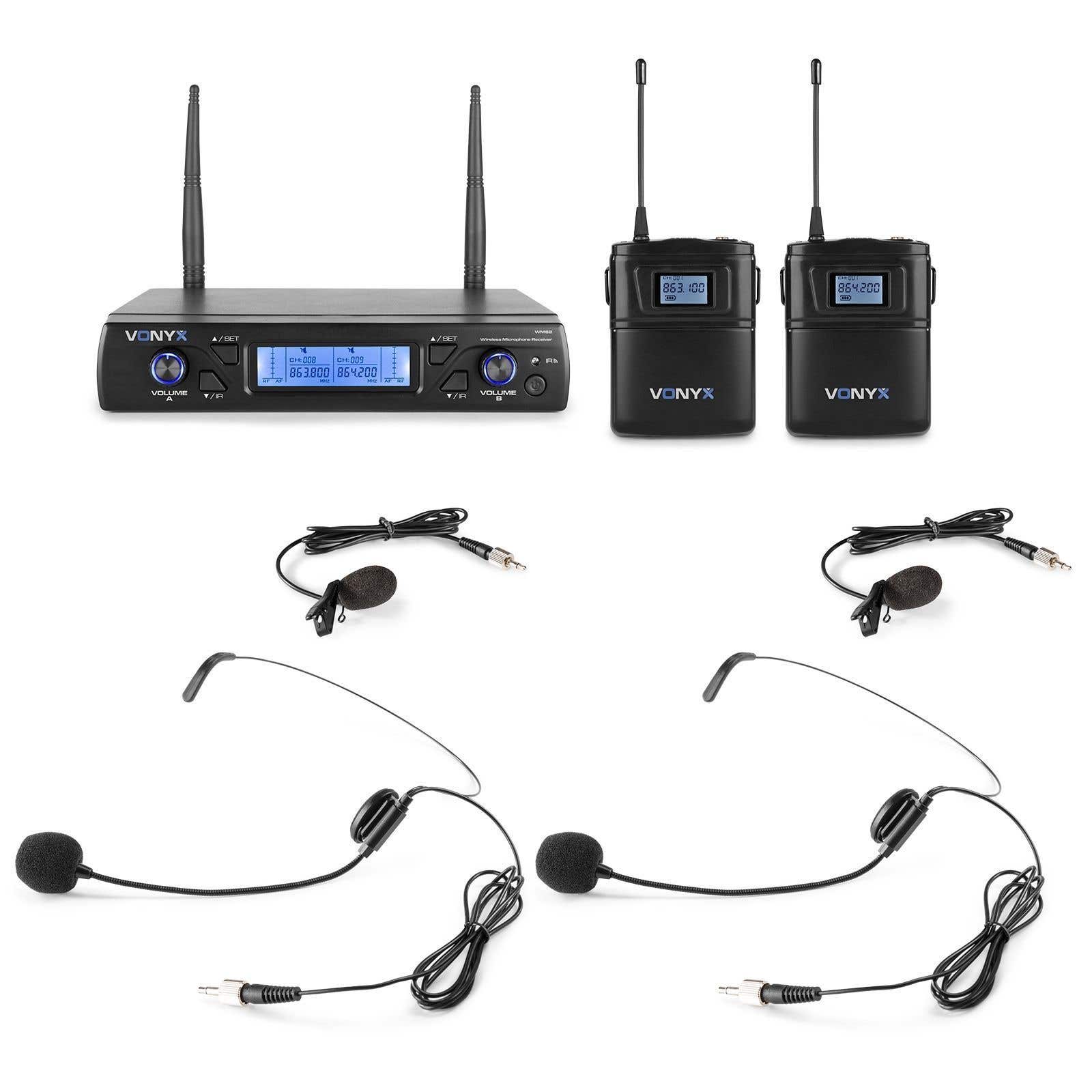 B-Ware - Vonyx WM62B kabelloses UHF-Doppelmikrofon – 16 Kanäle
