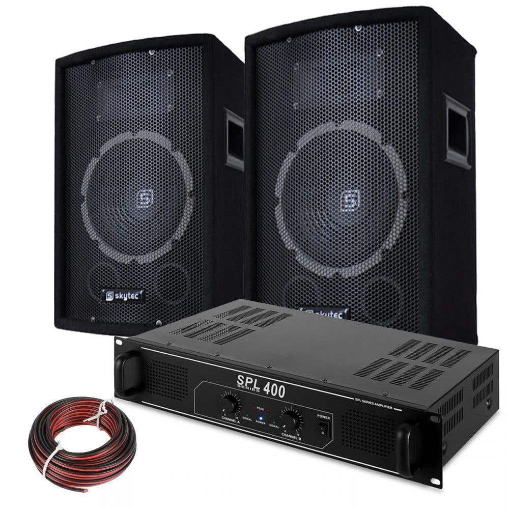 SkyTec DJ-Lautsprecher-Verstärker-Kombination 400 W