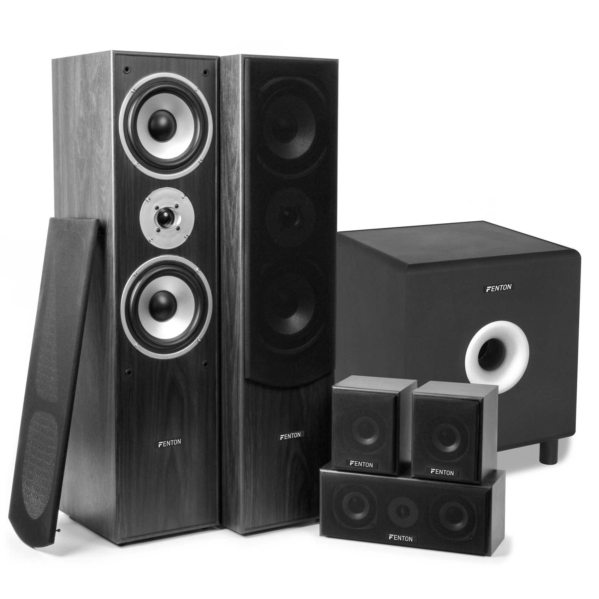SkyTronic 5.1 Heimkino-Surround-Lautsprecherset 1300 W mit 10" Subwoofer