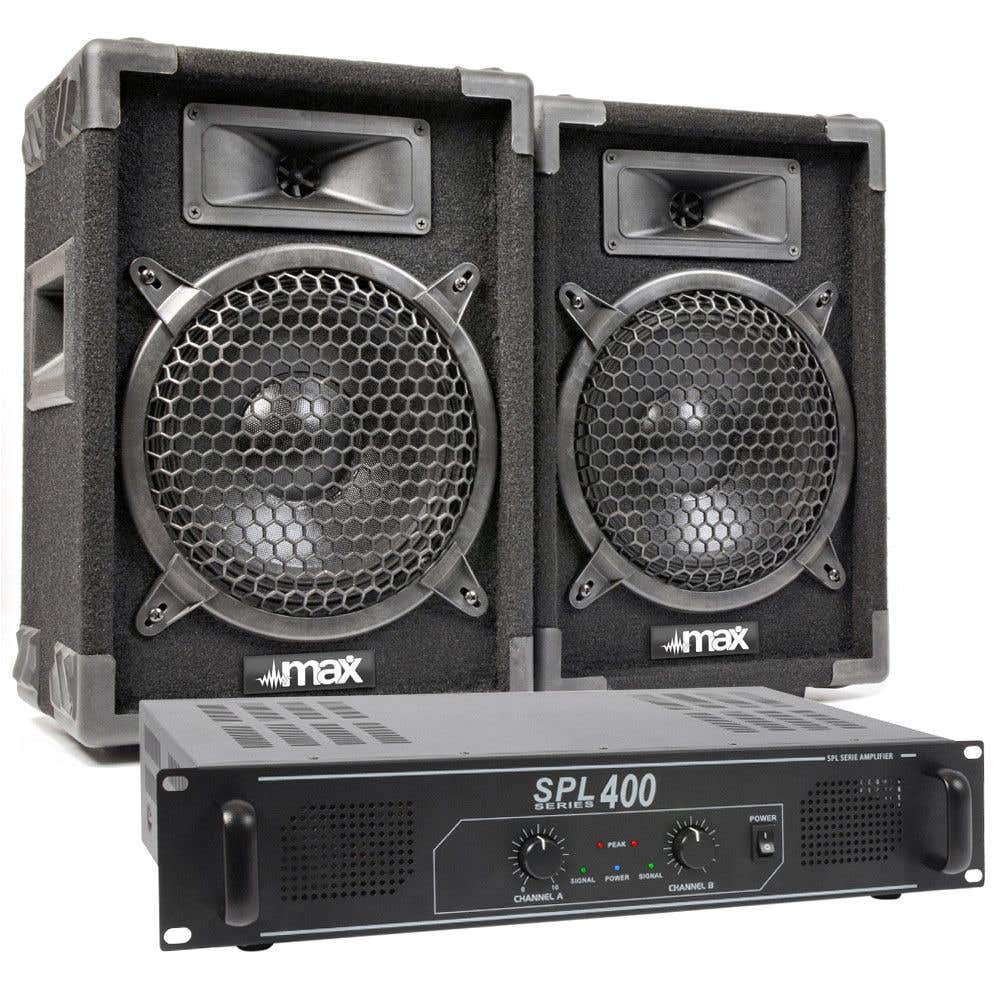 Max Komplettes 400-W-Lautsprecherset MAX8 mit Verstärker
