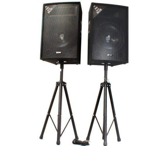 Vonyx-Lautsprecherset - Zwei SL15-Lautsprecher mit Ständern und Kabel - 1600 W