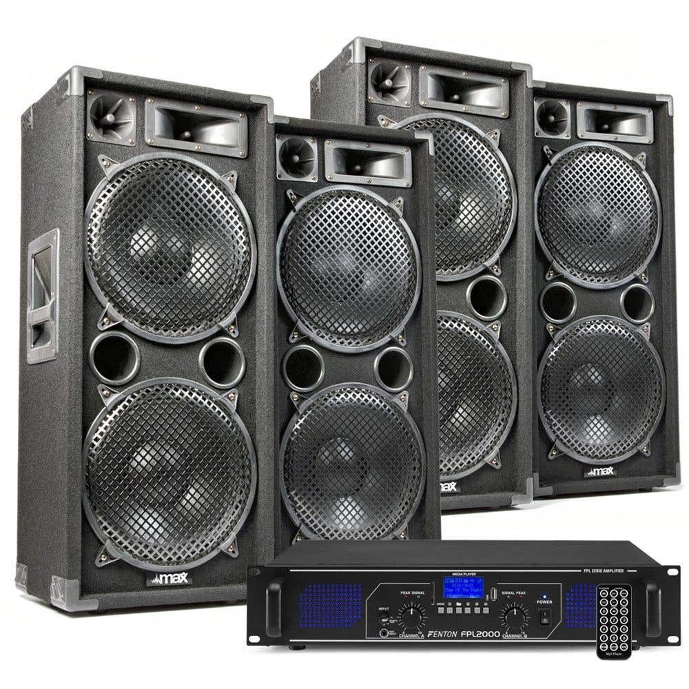 DJ-Lautsprecherset mit 4x MAX212 Lautsprechern und Bluetooth-Verstärker 5600 W