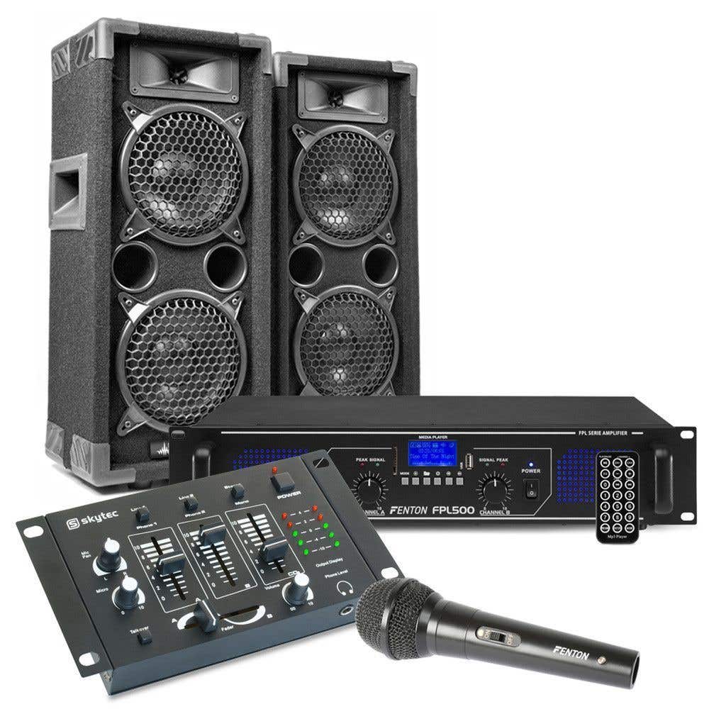 MAX26 DJ-Set mit Lautsprechern, Verstärker und Mischpult - 1200 W