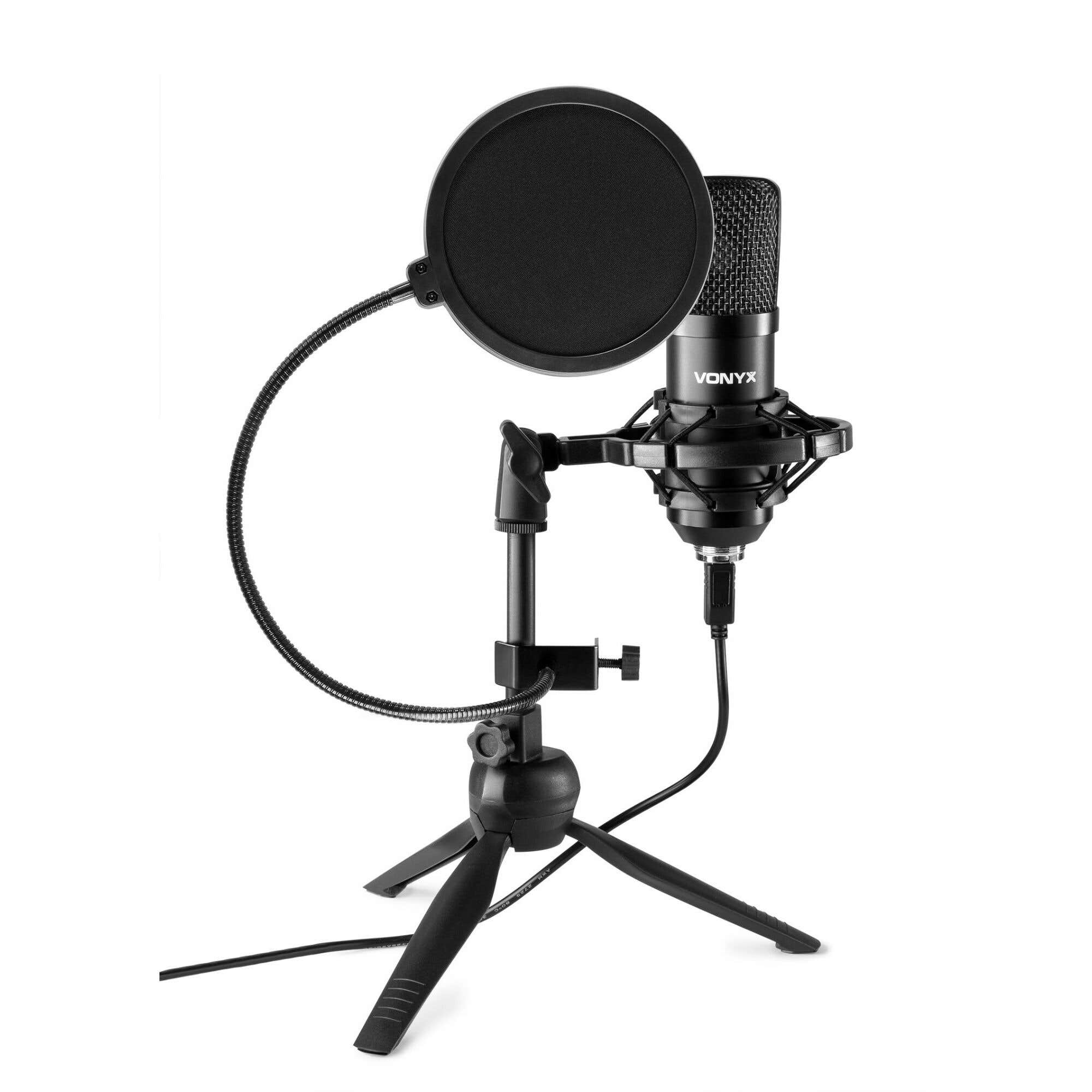 Vonyx CM300B USB-Studiomikrofon mit Popschutz – Schwarz