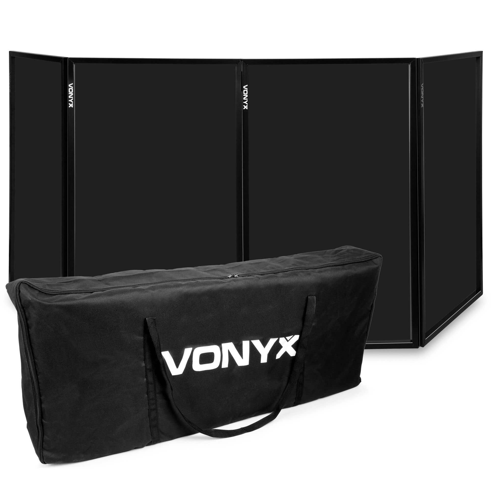 Vonyx DB2B faltbarer DJ Screen 120 x 70 cm (4 Paneele) mit Tasche - Schwarz