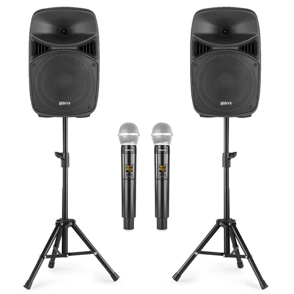 Vonyx VPS152A Karaoke-System mit Mikrofonen und Ständer