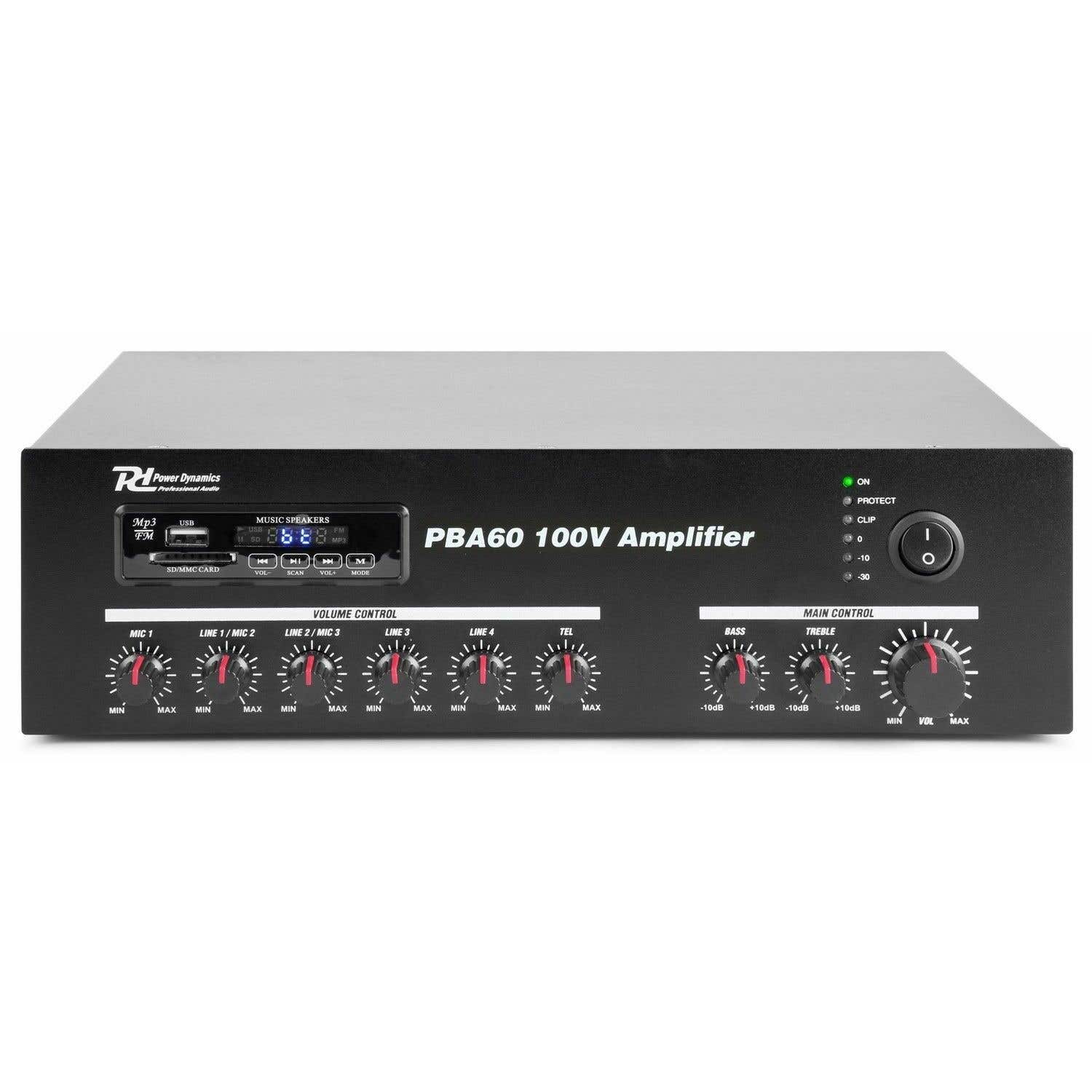 Power Dynamics PBA60 100 V Verstärker 60 W MP3-Player, Tuner und Bluetooth
