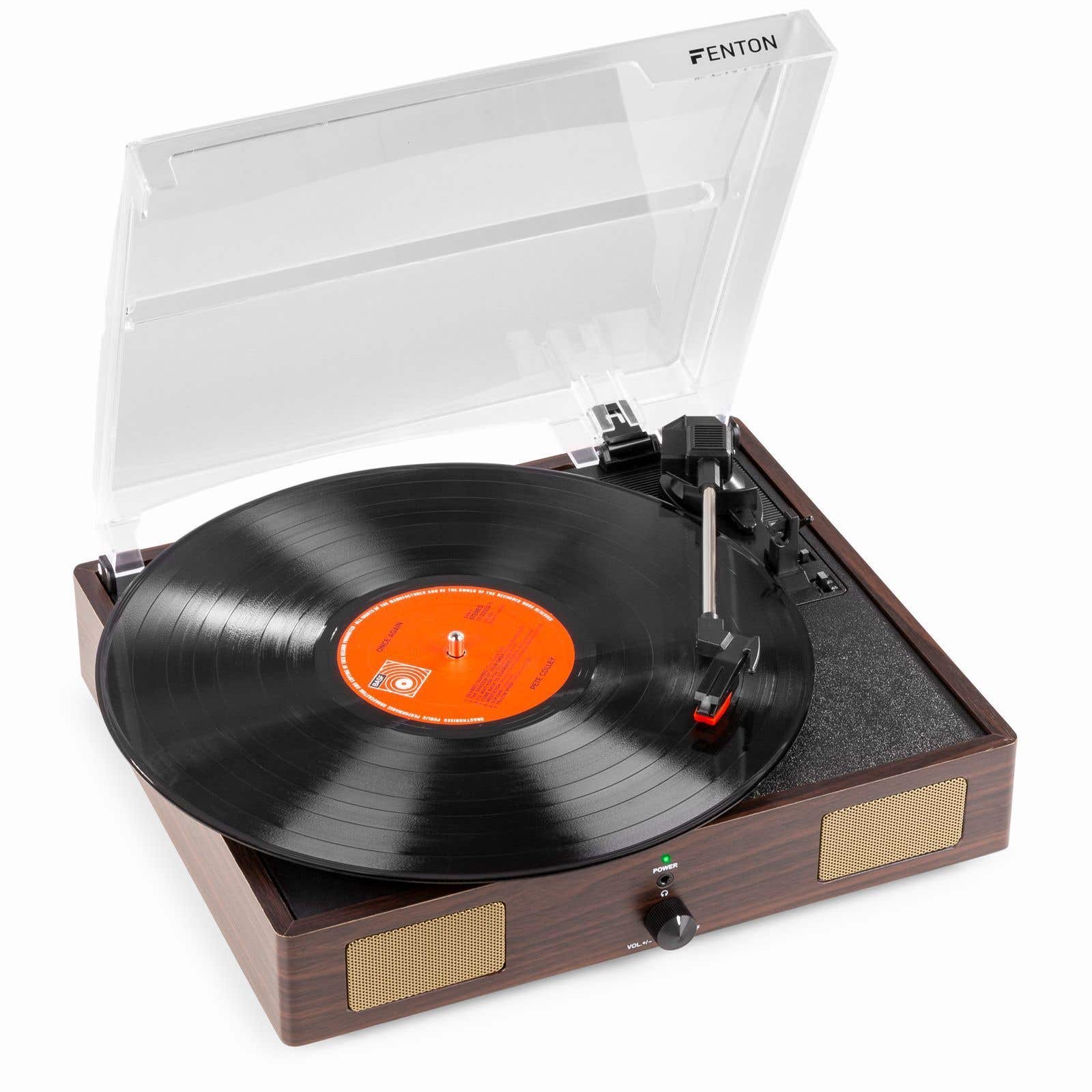 Fenton RP106DW USB-Plattenspieler mit Lautsprechern - Dunkelbraun (Holz)