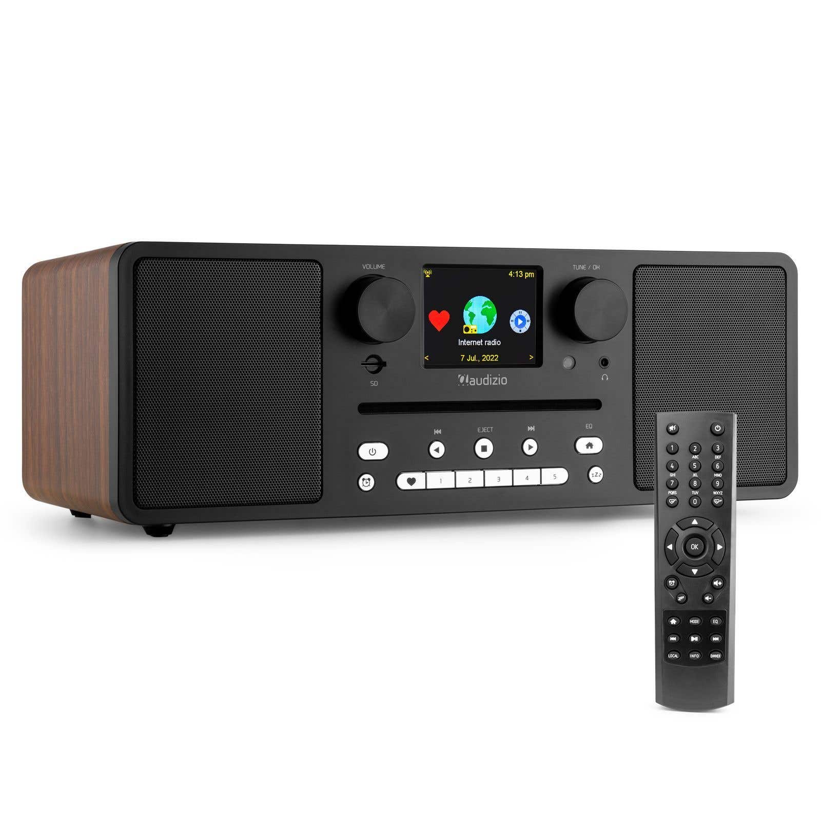 Audizio Naples Stereo-DAB-Radio mit CD-Player, Bluetooth, UKW und Internetradio - 60W - Braun