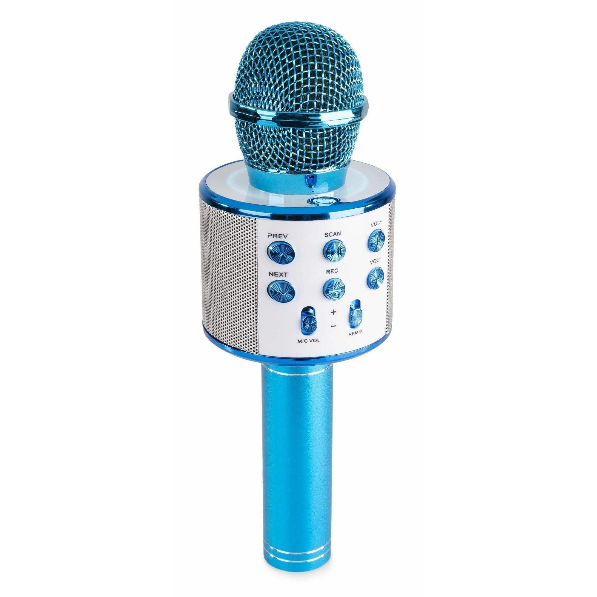 MAX KM01 Karaoke-Mikrofon mit eingebautem Lautsprecher, Bluetooth und MP3 – blau