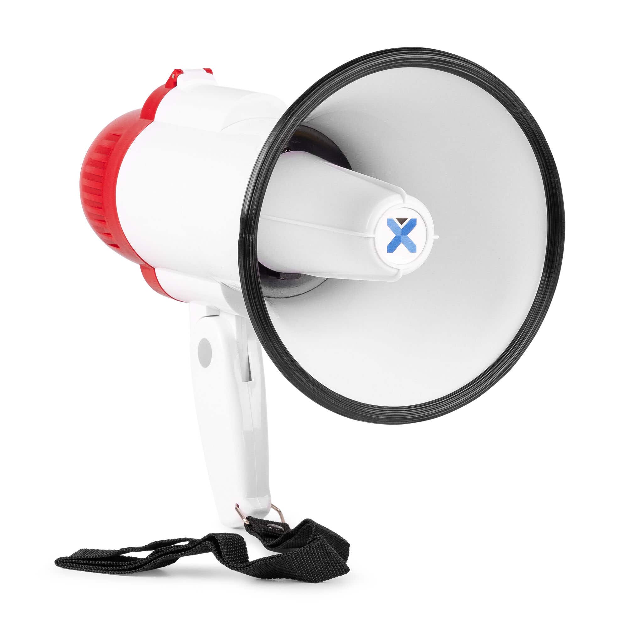 Vonyx MEG025 Megafon mit Sirenenfunktion - 25 Watt Megaphon - mit Aufnahmefunktion - 800m Reichweite - rot-weiß