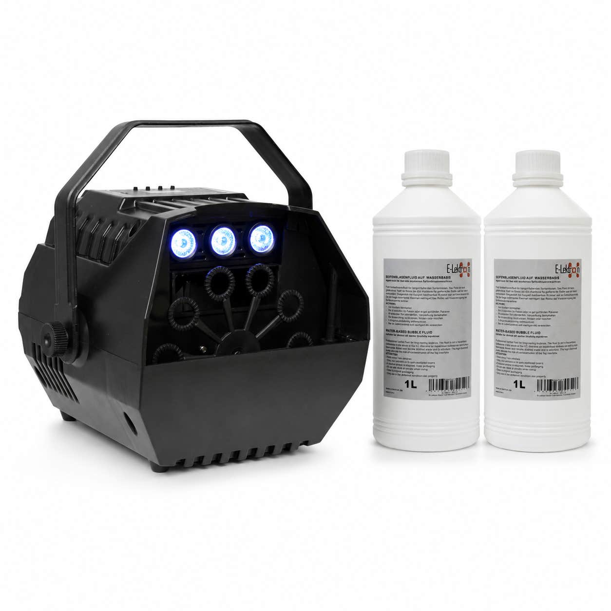 E-Lektron B102 Seifenblasenmaschine mit 2 l Flüssigkeit - RGB LED Beleuchtung und Fernbedienung