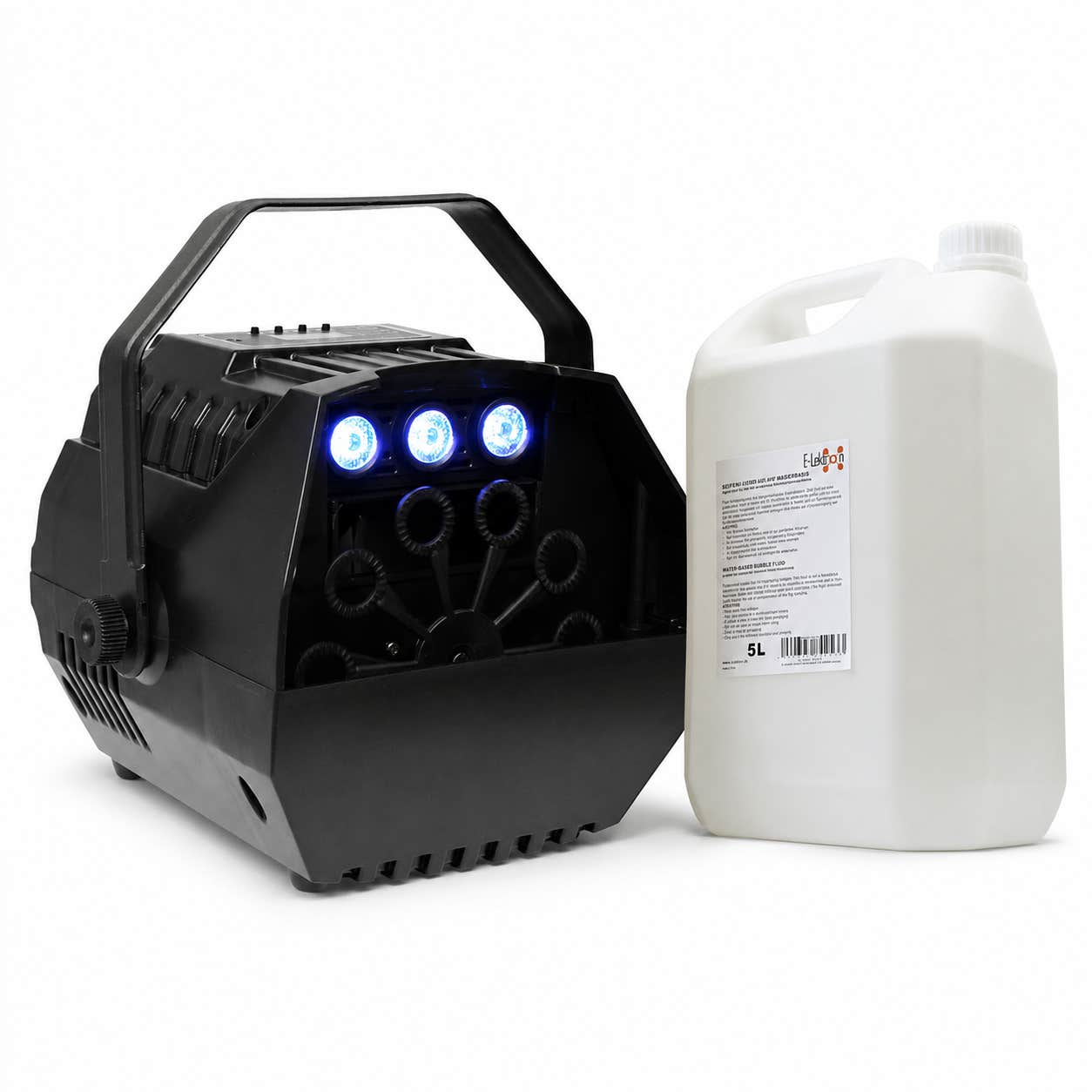 E-Lektron B102 Seifenblasenmaschine mit 5 l Flüssigkeit - RGB LED Beleuchtung und Fernbedienung