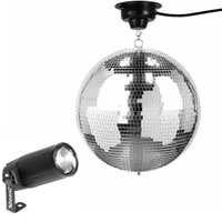 Fuzzix MB40 Discokugel Set - Spiegelkugel 40cm mit Motor und weißem LED Spot