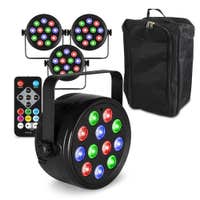 Fuzzix PLF12 Party LED PAR 4er Set im Flightbag - 12x 2 Watt LEDs - RGB - DMX - Inkl. Fernbedienung