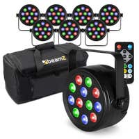 Fuzzix PLF12 Party LED PAR 8er Set im Flightbag - 12x 2 Watt LEDs - RGB - DMX - Inkl. Fernbedienung