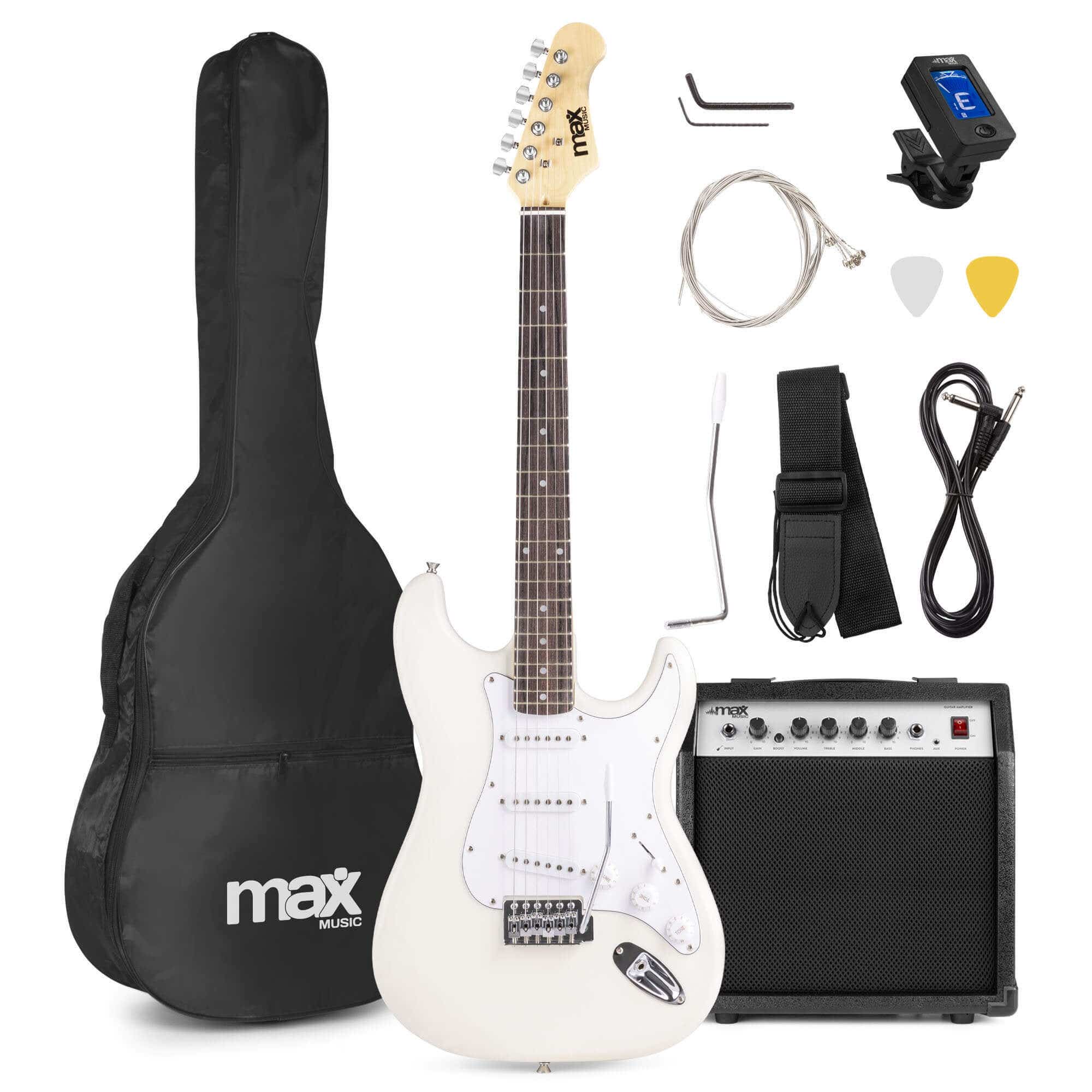 B-Ware - MAX GigKit E-Gitarren-Starterkit einschließlich Verstärker (40 Watt) – weiß