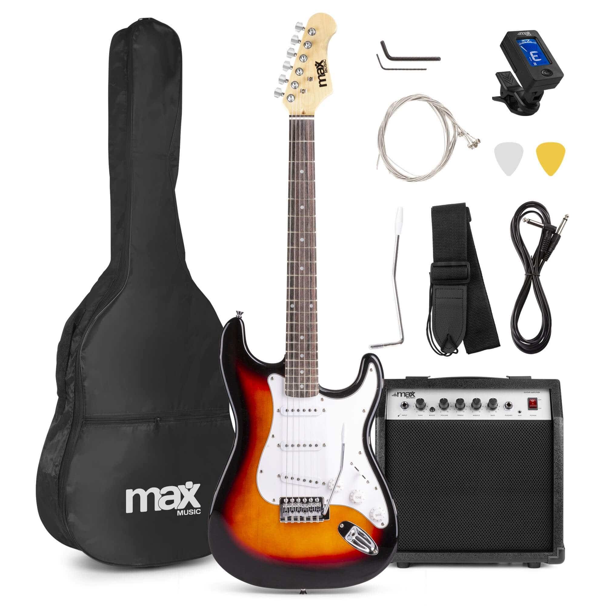 MAX GigKit E-Gitarren-Starterkit einschließlich Verstärker (40 Watt) – Sunburst