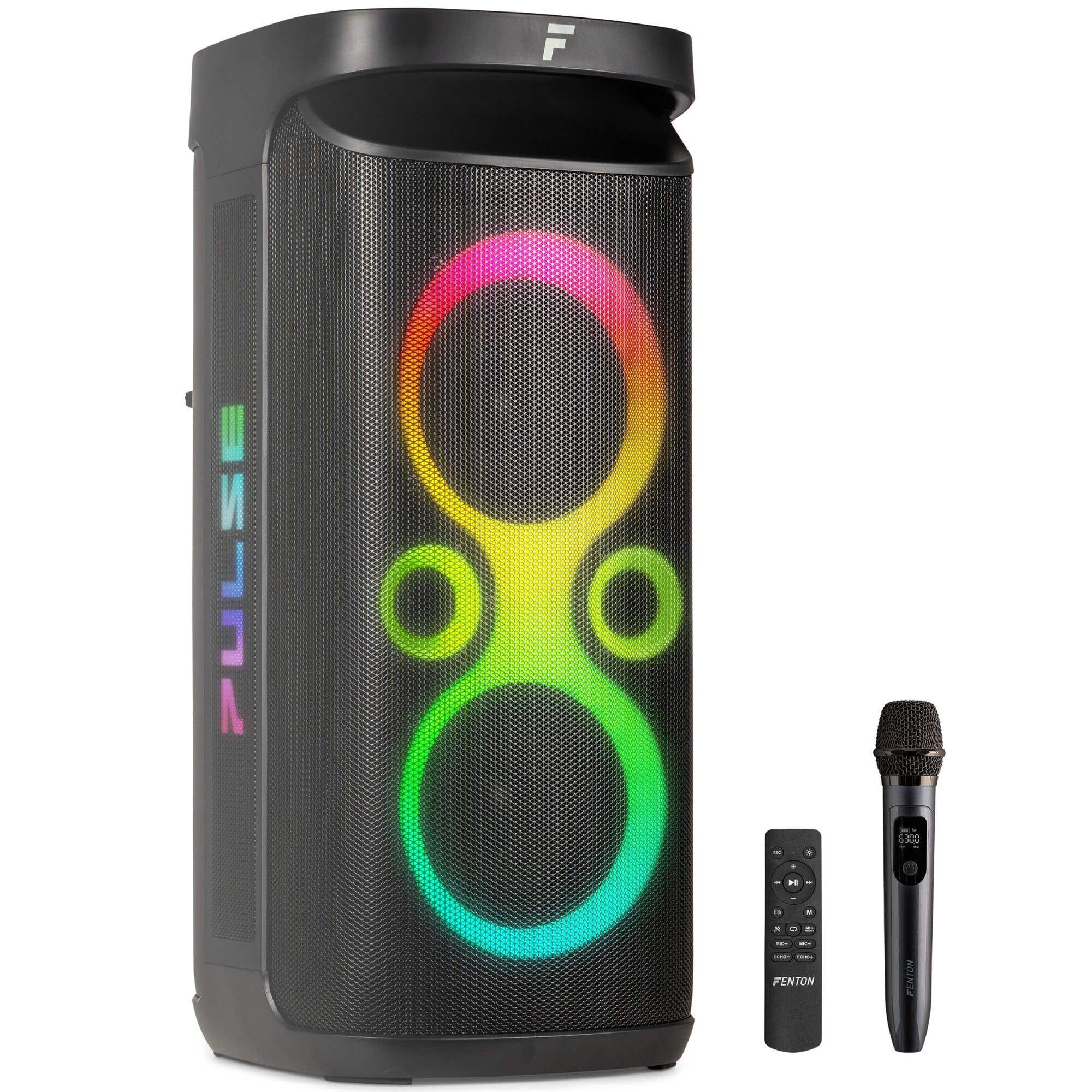 B-Ware - Fenton Pulse130 Partylautsprecher – Akku Partybox mit LEDs – IPX4 wasserdicht – 260 Watt