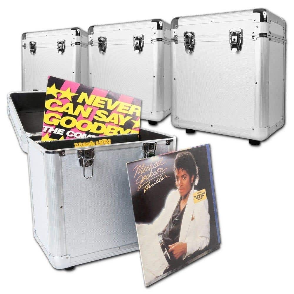 Power Dynamics RC80 12" Plattenkoffer Silber (4er Set)