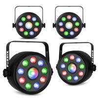 Fuzzix 4er Set PLF15 Party LED PAR Lampen - 9x 2 Watt RGB LEDs mit DMX